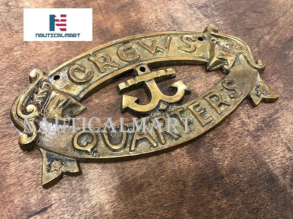 Brass Crew's Quarters Door Sign - Nautical Brass Signs - Nautical Decor Ships Sign (Antique)