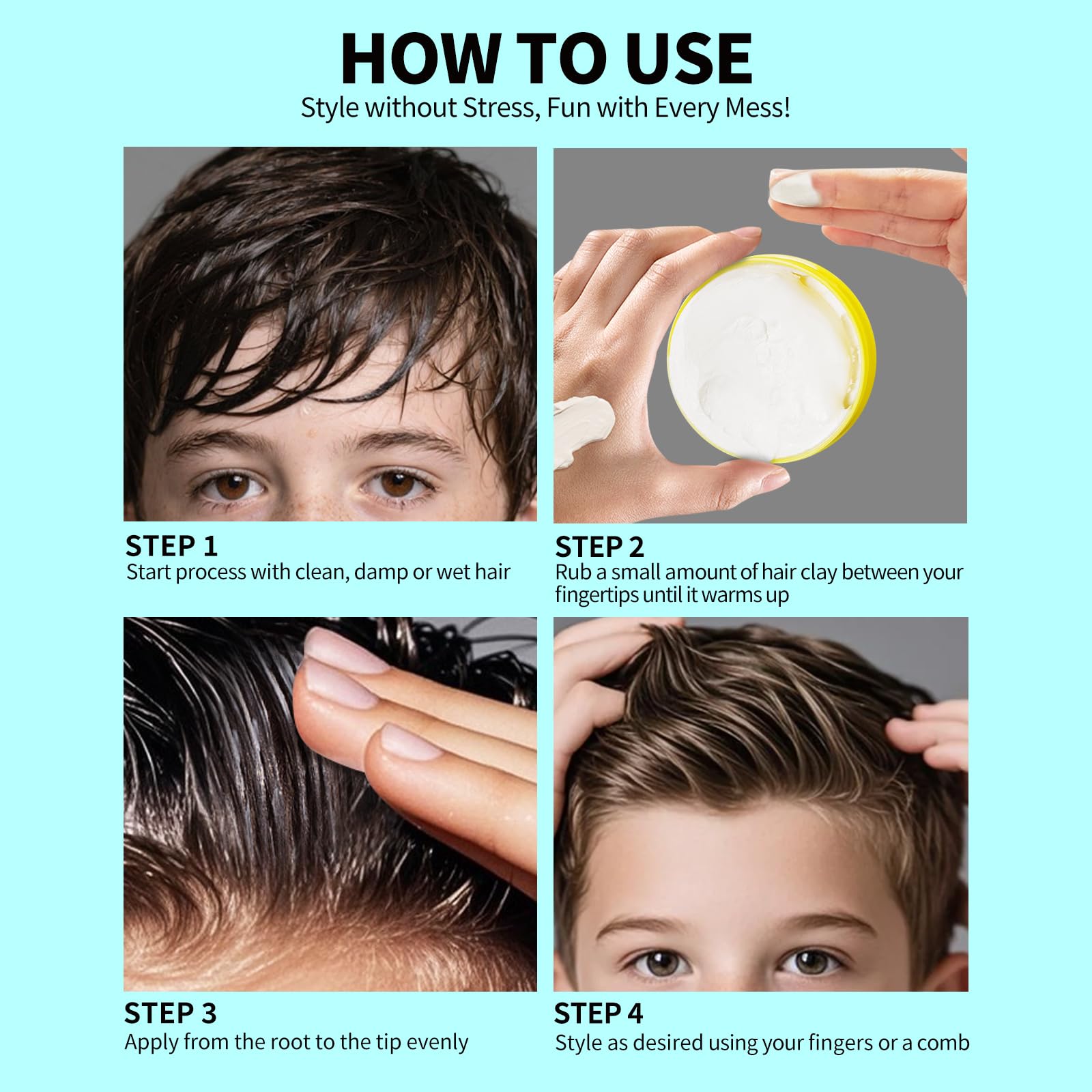 Gowwim Kids' Hair Styling Pomade, Mild and Easy to Create Cool Hairstyles, Wash with Water Without Leaving Residue - Image 4
