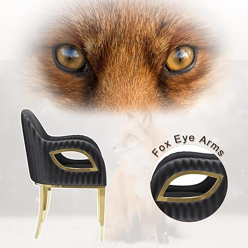 Miniatura 3 de ACEDÉCOR Sillas de comedor blancas modernas sillas decorativas de respaldo medio con diseño de ojos de zorro sillones tapizados con patas de metal