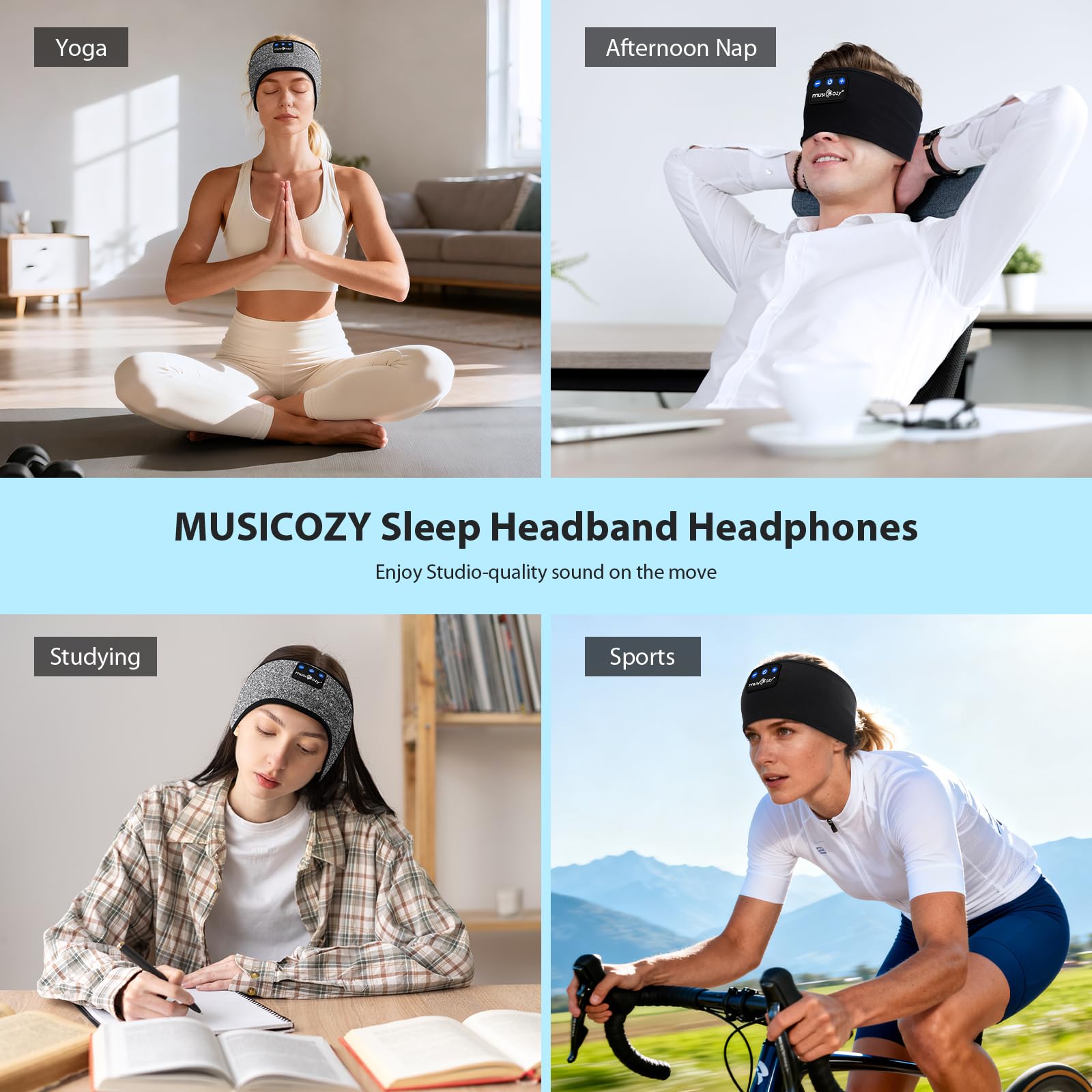 Confezione da 2 cuffie per dormire sul fianco, comode cuffie Bluetooth v5.4 con altoparlanti ultra sottili, cuffie per dormire ultra morbide per bloccare il russare, rimanere in posizione, 16 ore di