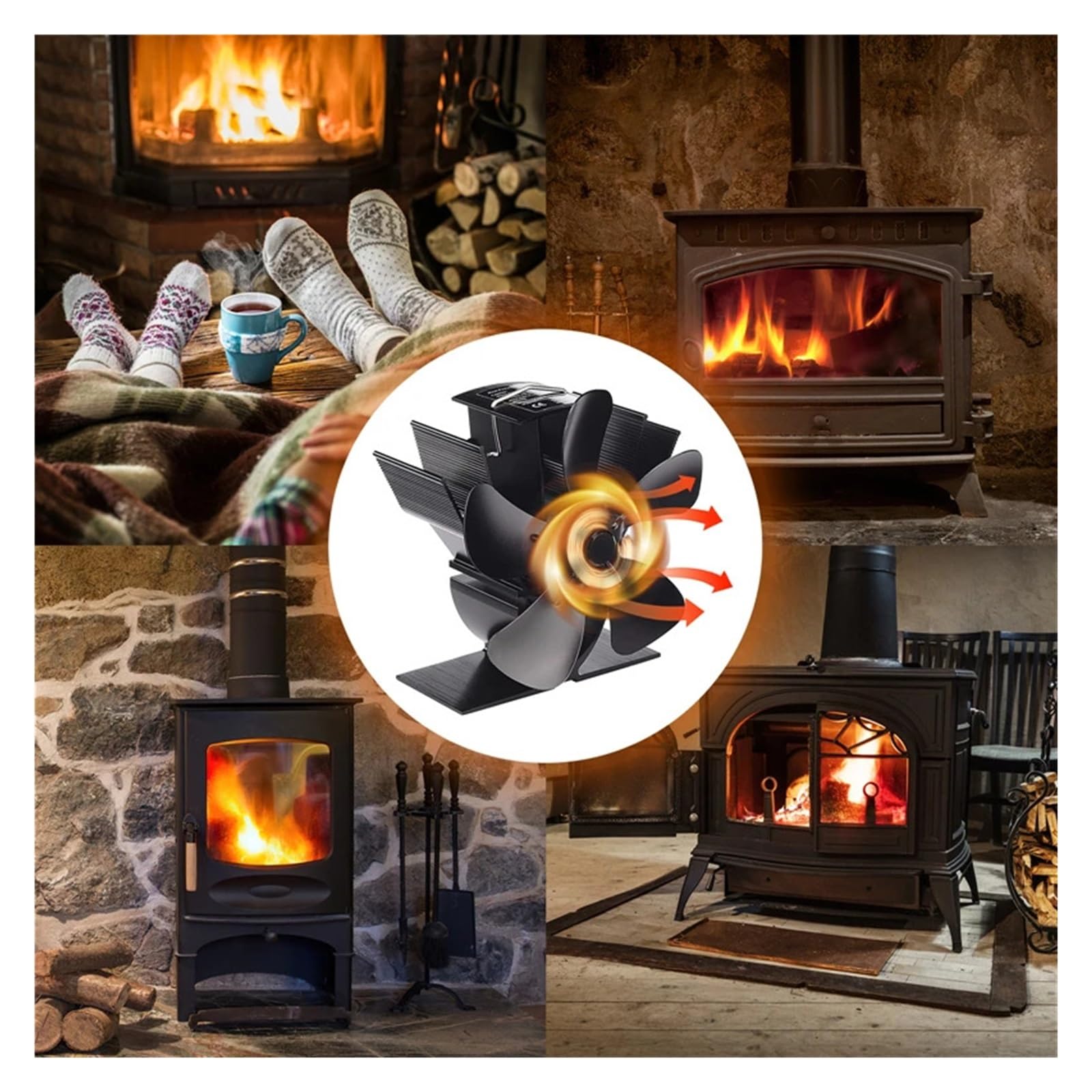 Ventilatori Per Stufe A Legna Mini 5 Pale Ventola For Stufa Alimentata A Calore Ventola For Camino Bruciatore A Legna For Legna Ventola Ecologica Termoventilatore For Camino Silenzioso Distribuzione E