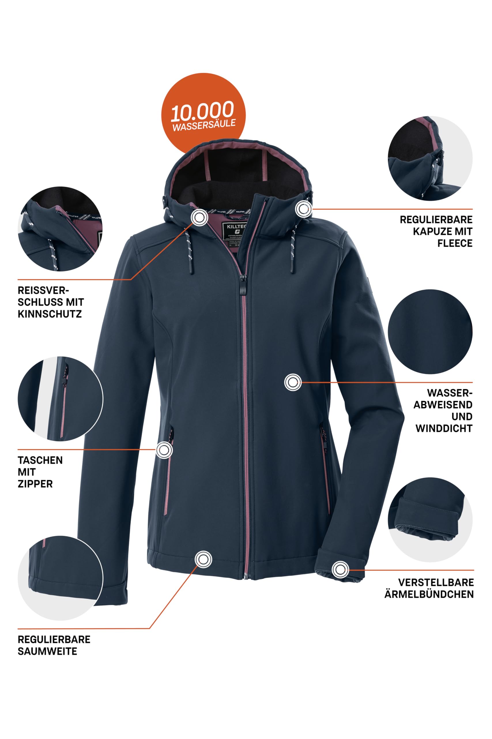 Killtec Kurtka softshell z kapturem Kobiety KOW 8 WMN SFTSHLL JCKT