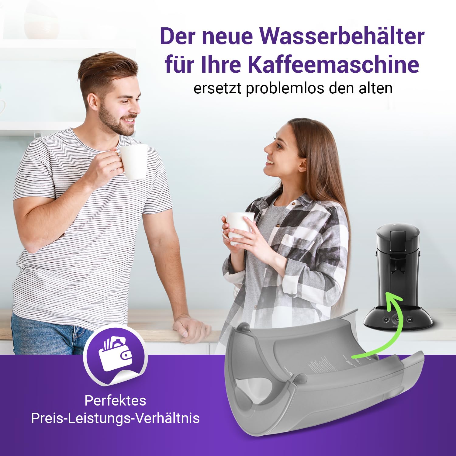 Viоks.pro Wassertank 1,2L Kaffeemaschine Ersatz für Senseo 422225965551 | Tank, XL Groß, für Рhilips Senseo HD7810 HD6553