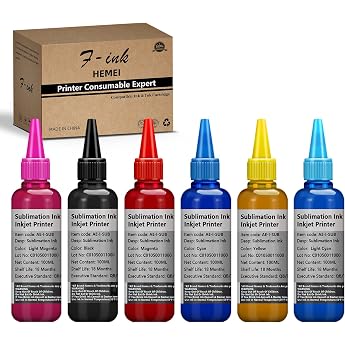 6 Bottles Sublimation Ink For Epson 6 Colors T50 P50 1400 1500W R300 RX600 PrintersHeat Press Transfer Ink