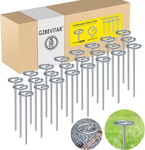 GZBEVITAR Pines de techo circular, pasadores de paisaje galvanizados de 6 pulgadas, no son fáciles de doblar estacas de tela de paisaje, más
