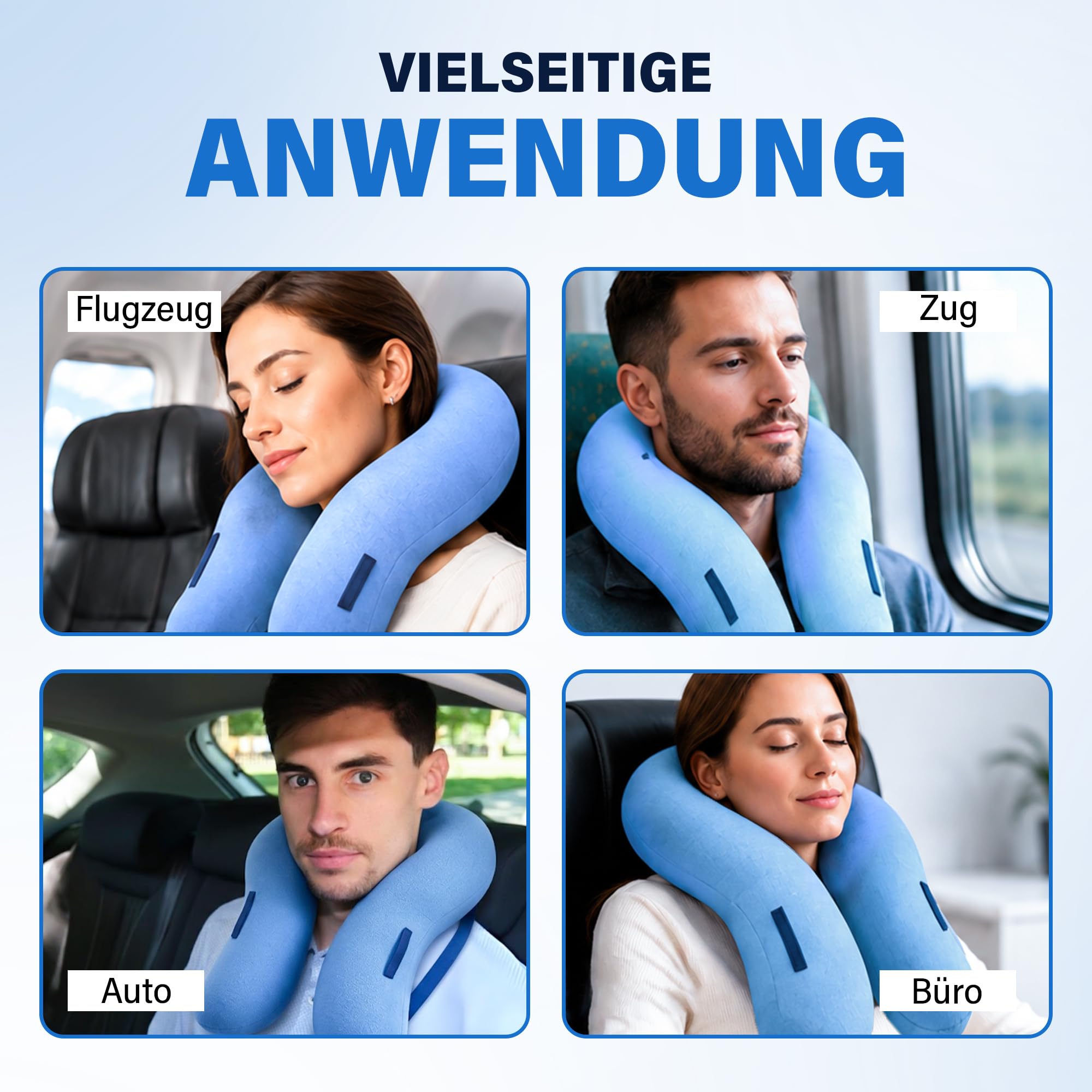 Reisekissen, aufblasbar mit 3D-Nackenstütze