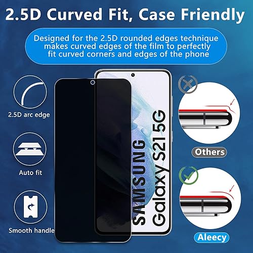 Miniatura 5 de Paquete de 2 + 2 protectores de pantalla de privacidad para Samsung Galaxy S21 5G de 6.2 pulgadas con 2 protectores de lente de cámara, protector de