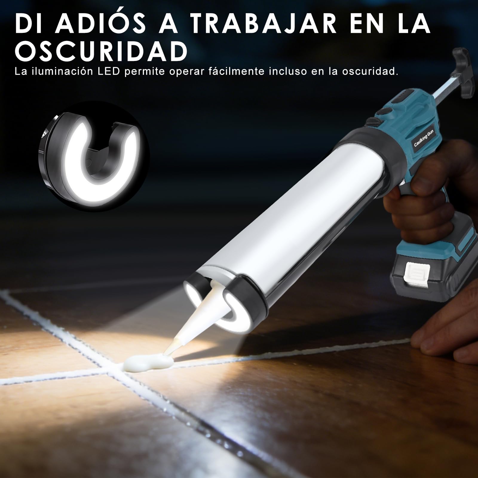 Pistola de cartuchos de batería compatible con Makita batería de 18 V, luz LED, pistola de calafateo eléctrica, pistola de silicona para cartuchos de 300-310 ml (sin batería)
