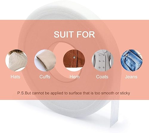 Miniatura 9 de Cinta adhesiva de tela para coser y planchar para sujetar ropa, pantalones vaqueros y pantalones, 100 yardas