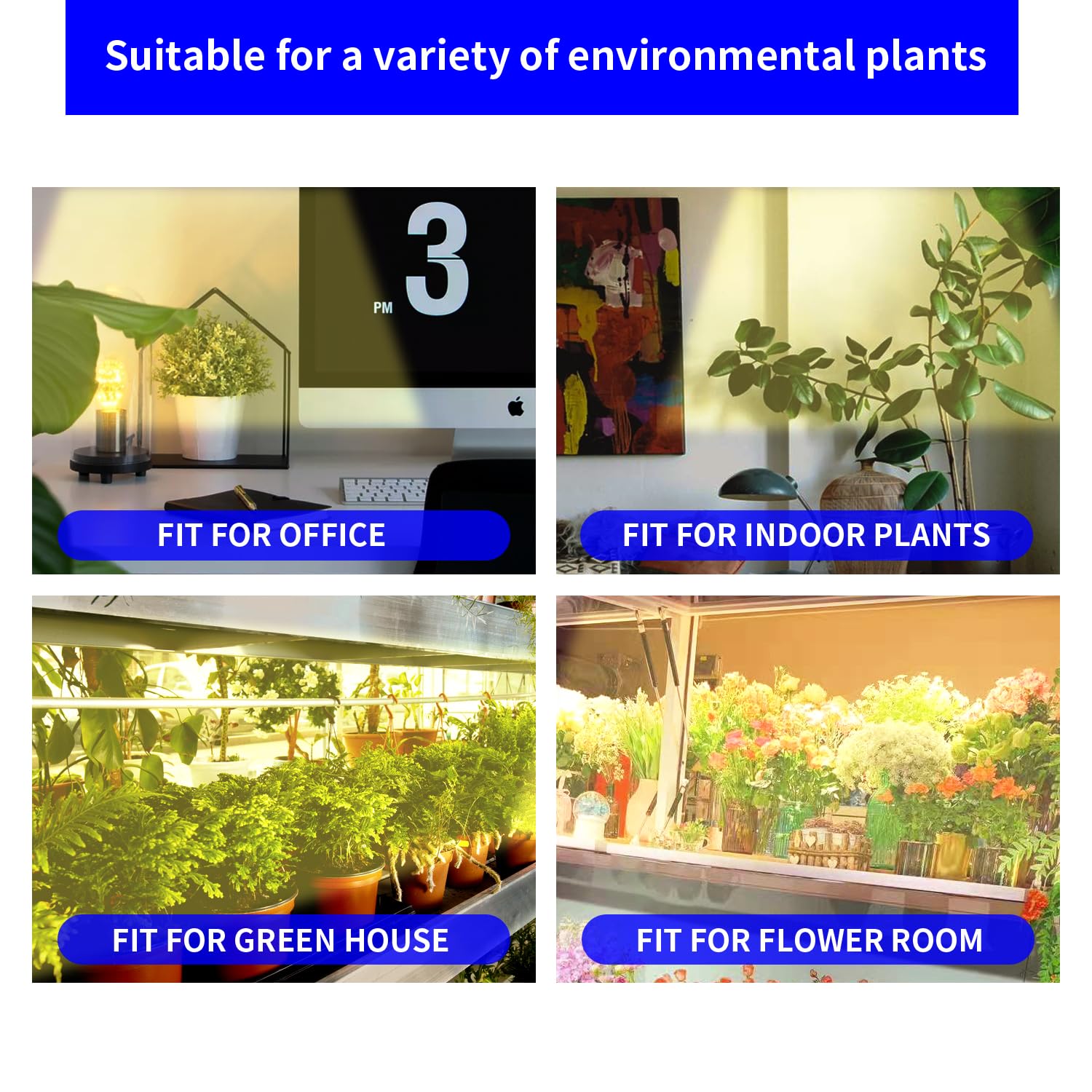Hywyimlait Lámpara de cultivo de tira de 13 pulgadas para plantas de interior, tiras de luz LED de espectro completo de 3500 K con encendido/apagado automático, temporizador de 3/9/12 horas y 10