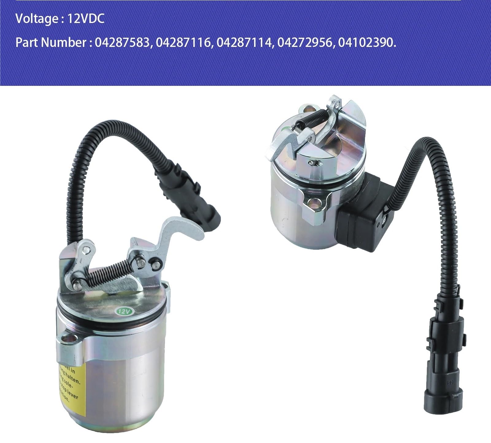 Solenoide de corte de combustible Solenoide de corte de combustible de 12 V 04287583 04287116 04102390, compatible con motores Deutz 1011 2011.