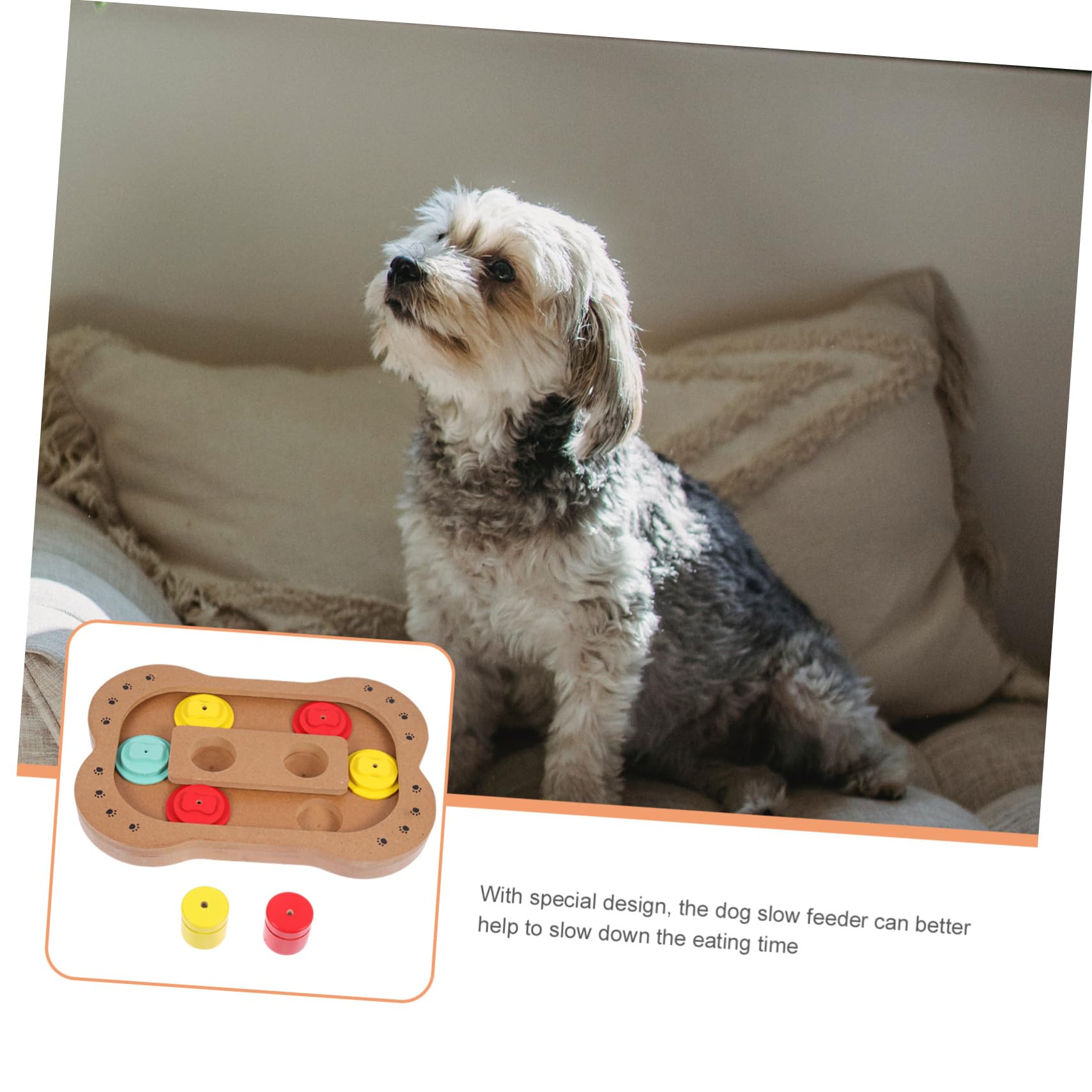 COLLBATH Holz Knochen Spielzeug mit Slow Eating Funktion für Hunde Intelligenter Futterautomat zum Langsamen Fressen