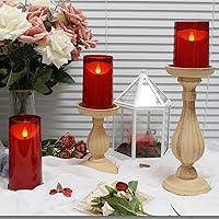 Vista 6 de NURADA Velas sin llama con temporizador remoto: juego de velas falsas de pilar LED de mecha 3D que funcionan con pilas para bodas, cumpleaños, día