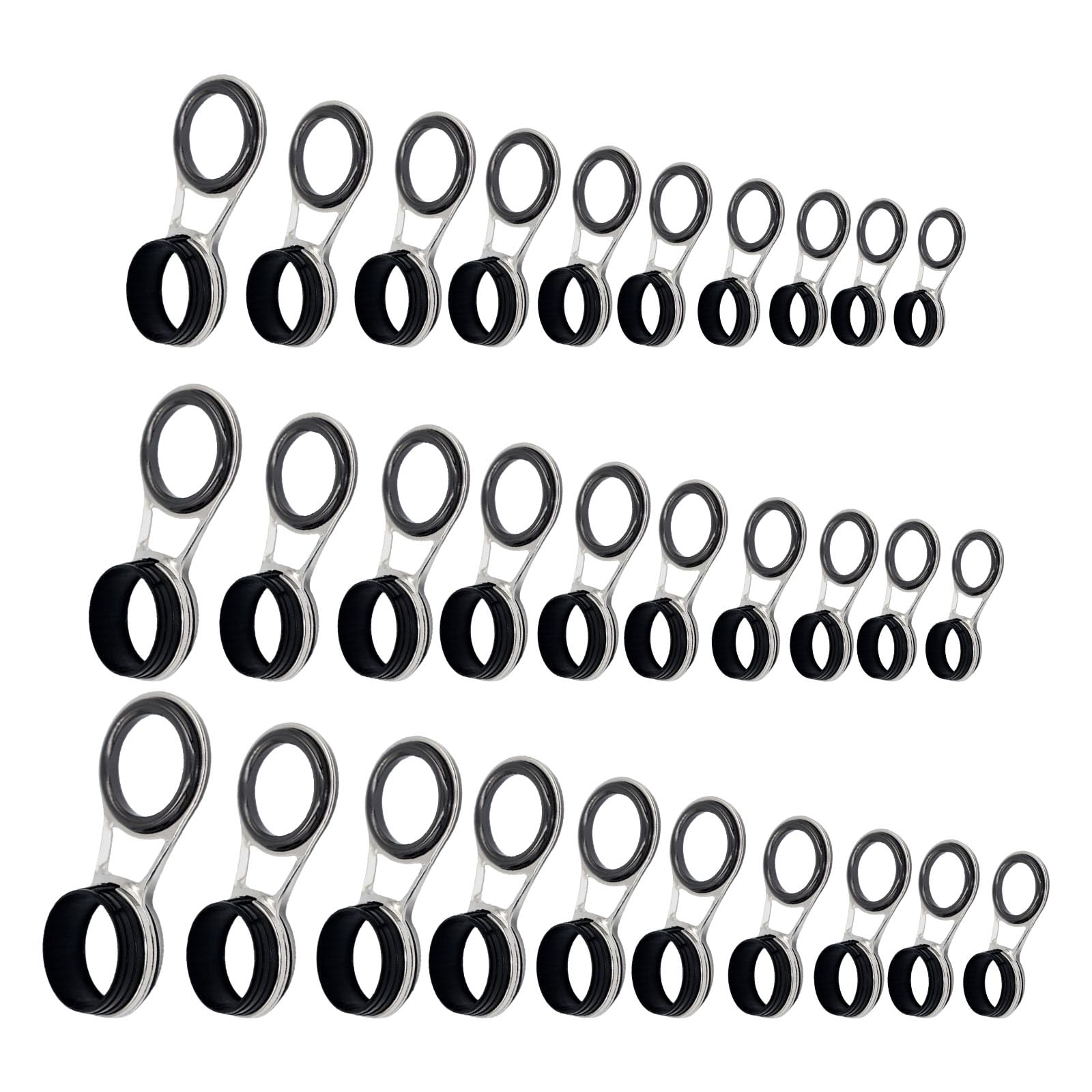 30/20/10pcs Anelli in Ceramica Canna Da Pesca Guide Linea Attrezzatura Outdoor Attrezzatura con Pali Filo Guida In Acciaio Inox Ad Alta Resistenza Guida Pesca Aggiornamento Set Guide In Acciaio Inox