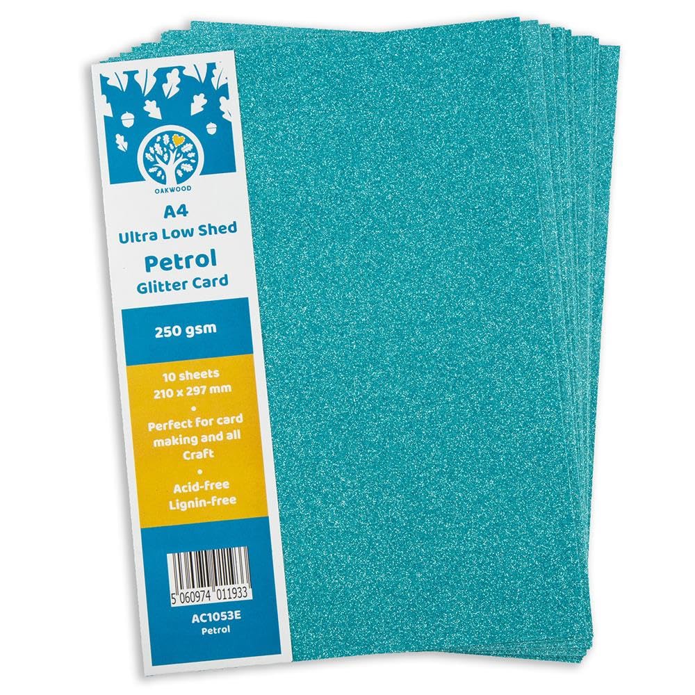 A4 Low Shed Glitter Card- Petrol