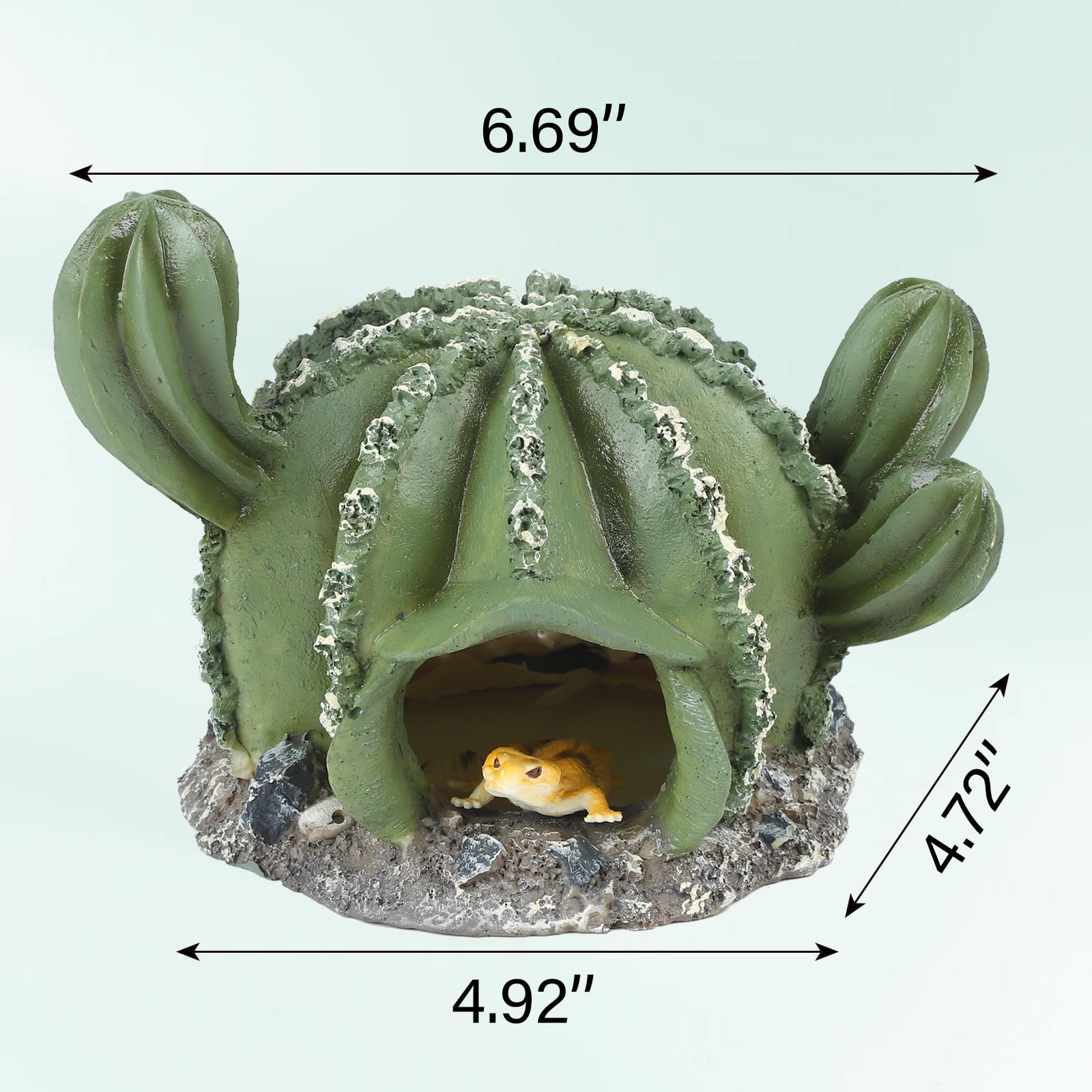 IBWell Resin Cactus Leopard Gecko Hide Reptile Cave?Desert Terrarium Décor?Bearded Dragon Hideout, Small Reptile Hide