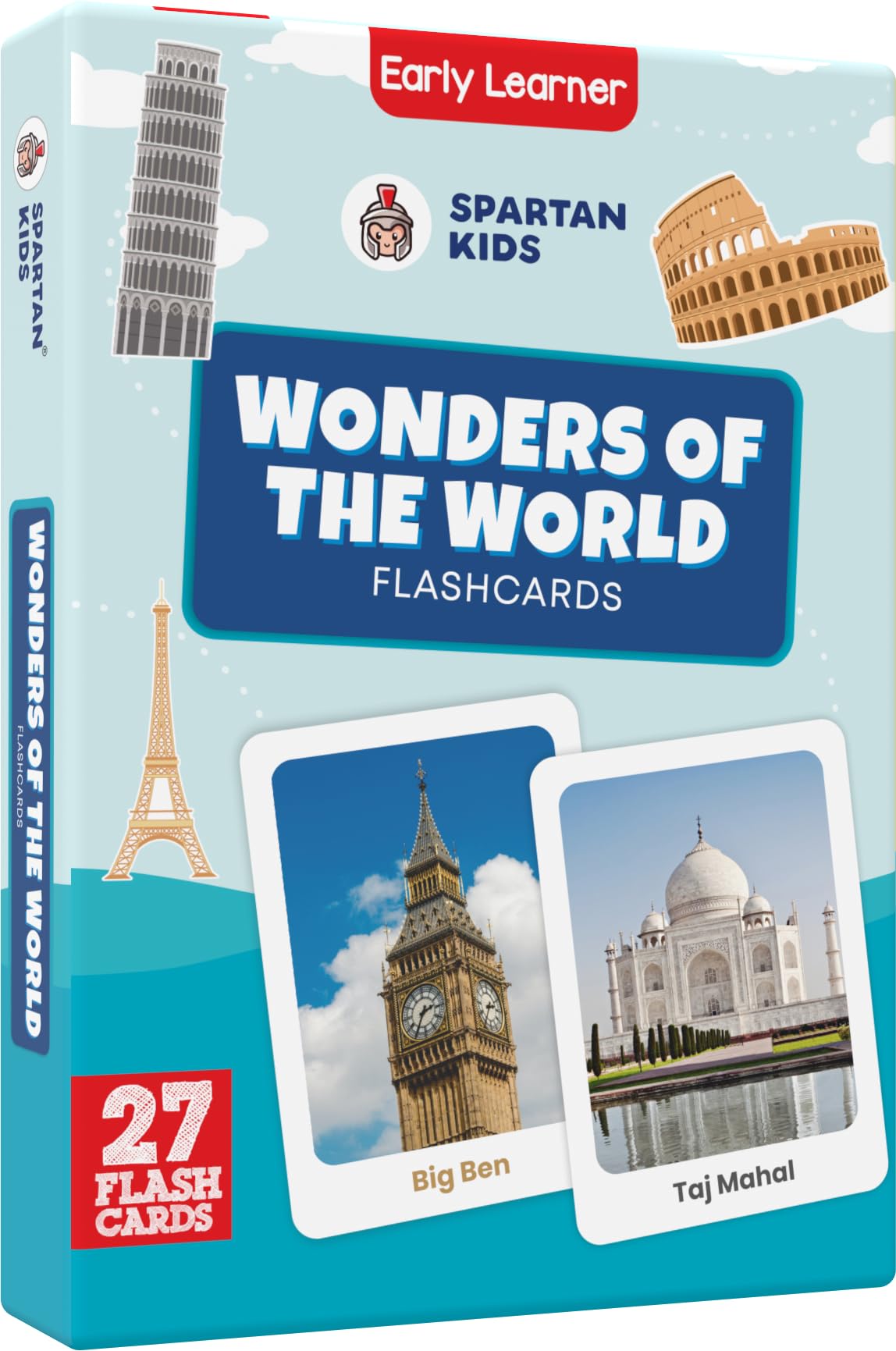 SPARTAN KIDS® Wonders of The World Flash Cards for Kids | 27 Early Learning Flash Cards Easy & Fun Way of Learning 1 Year to 6 Years Babies