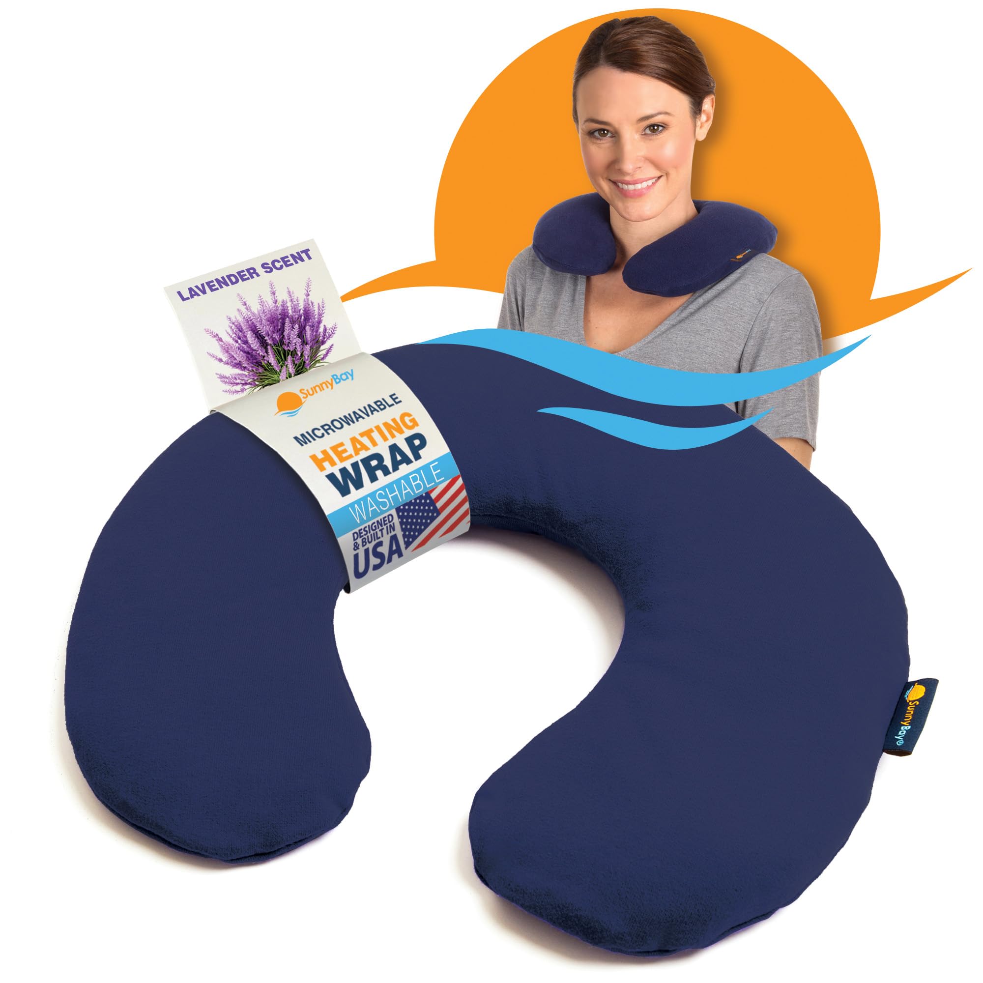SunnyBay Lavender Microwavable Heating Pad, Neck Pillow, 2.5 lb, Navy Blue