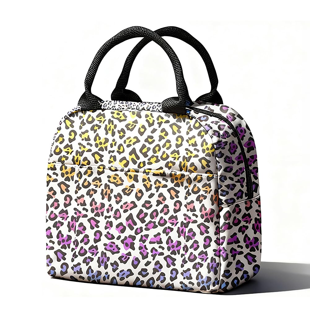 VorErgyllic Leopard Insulated Lunch Bag for Women Men Adult Ladies Cool Bag Large Capacity Reusable Waterproof Leopard-Print Tote Lunch Box for Girls School Outdoor Picnic Daily Use — image 1