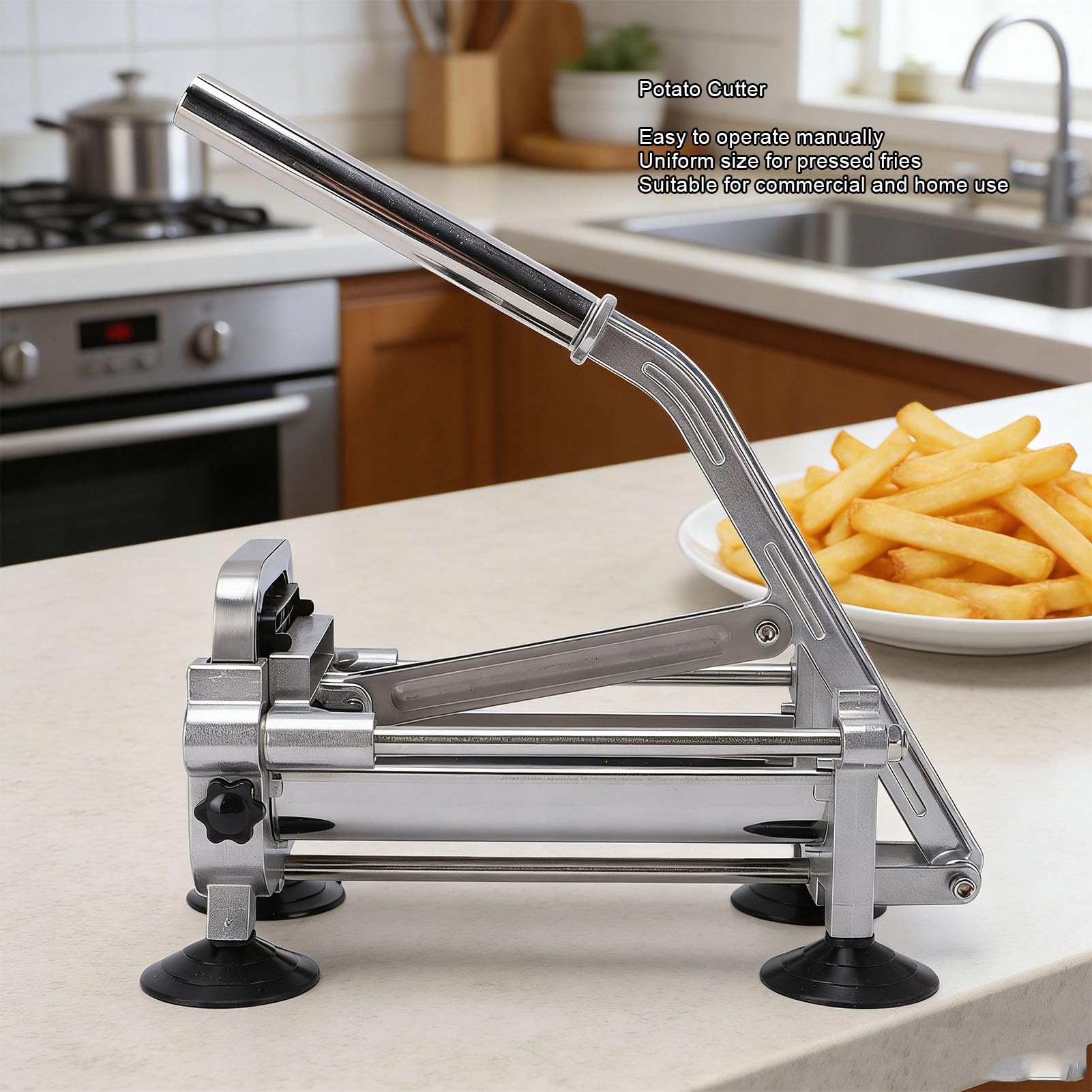 Generic Pommes-Frites-Schneider, Professionelles Edelstahl-Kartoffelhacker-Schneidwerkzeug für die Küche zu Hause, Karotten und Gurken, Einfache Wartung, 27 X 16 Cm