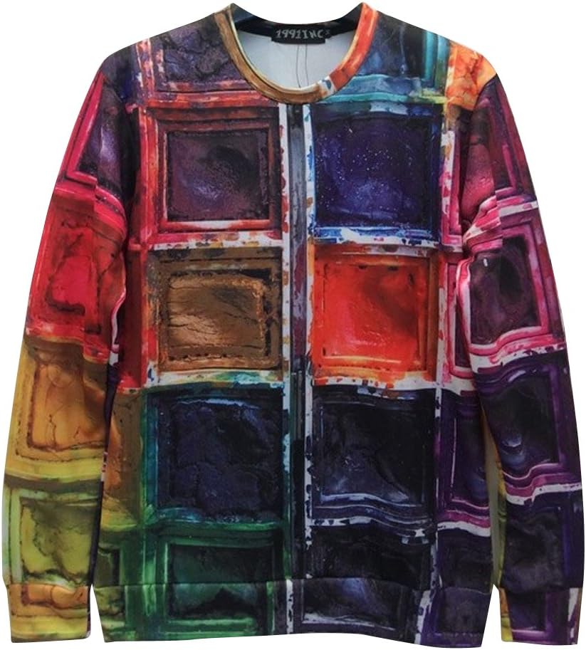Harajuku Novelty Printed Pigment Palette Plaid Print 3d Hoodies Sweaters Sweatshirts