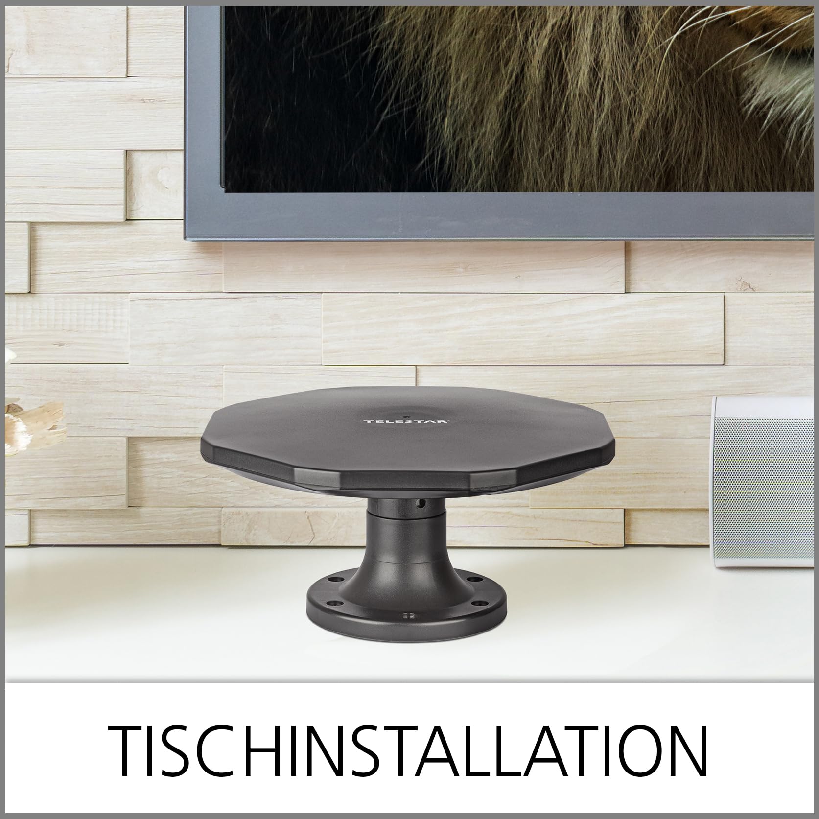 TELESTAR Antenna 15 LTE - Antenna Attiva DVB-T2 da Esterno (Outdoor & Campeggio, DVB-T2/FM/DAB+, 20dB Guadagno) - Nero