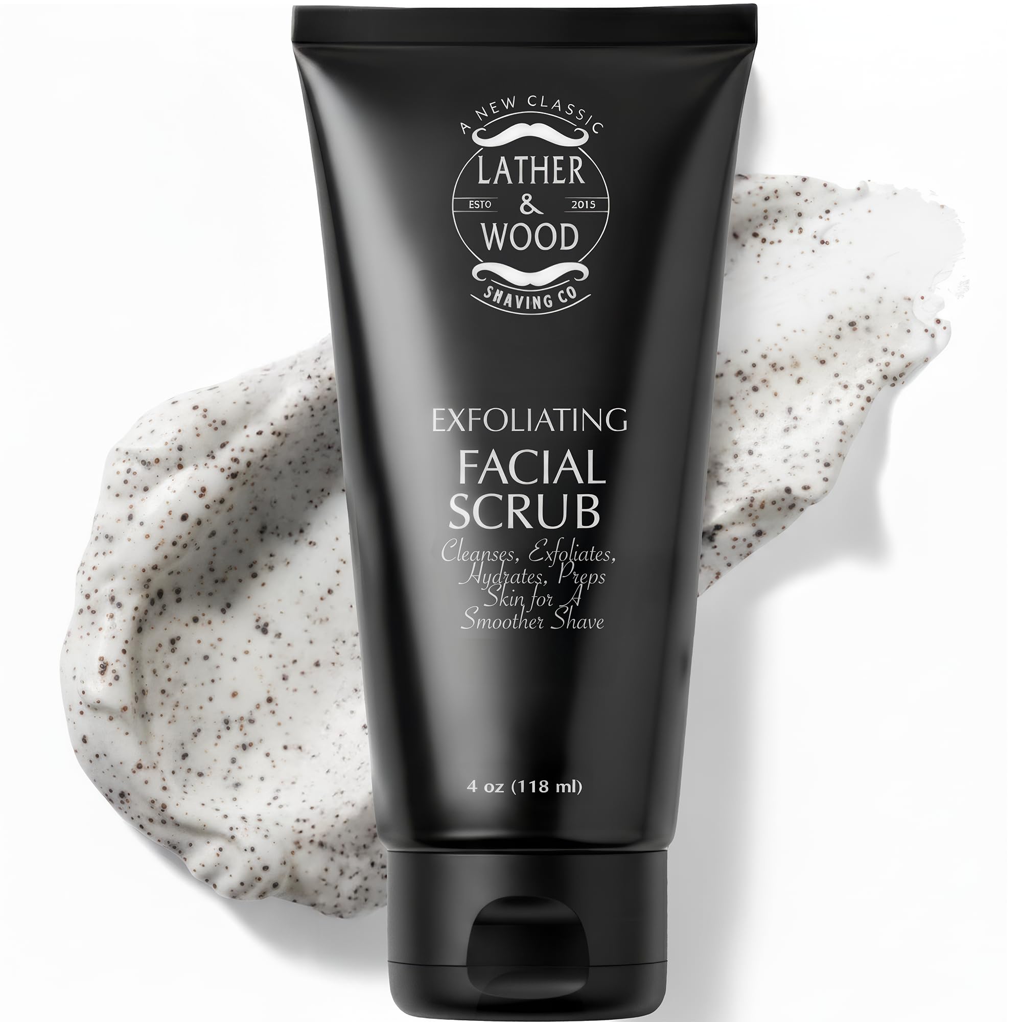 Best Face Wash for Men - Lather & Wood's Face Scrub - Luxurious Exfoliating Facial Wash for the Men. 4oz