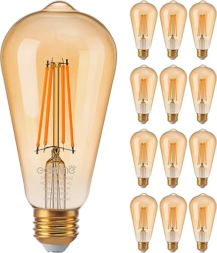 EDISHINE Paquete de 12 bombillas LED Edison vintage equivalentes a 8 W equivalentes a 60 W, ST64 bombillas LED regulables, 700 lúmenes, 2200 K, luz