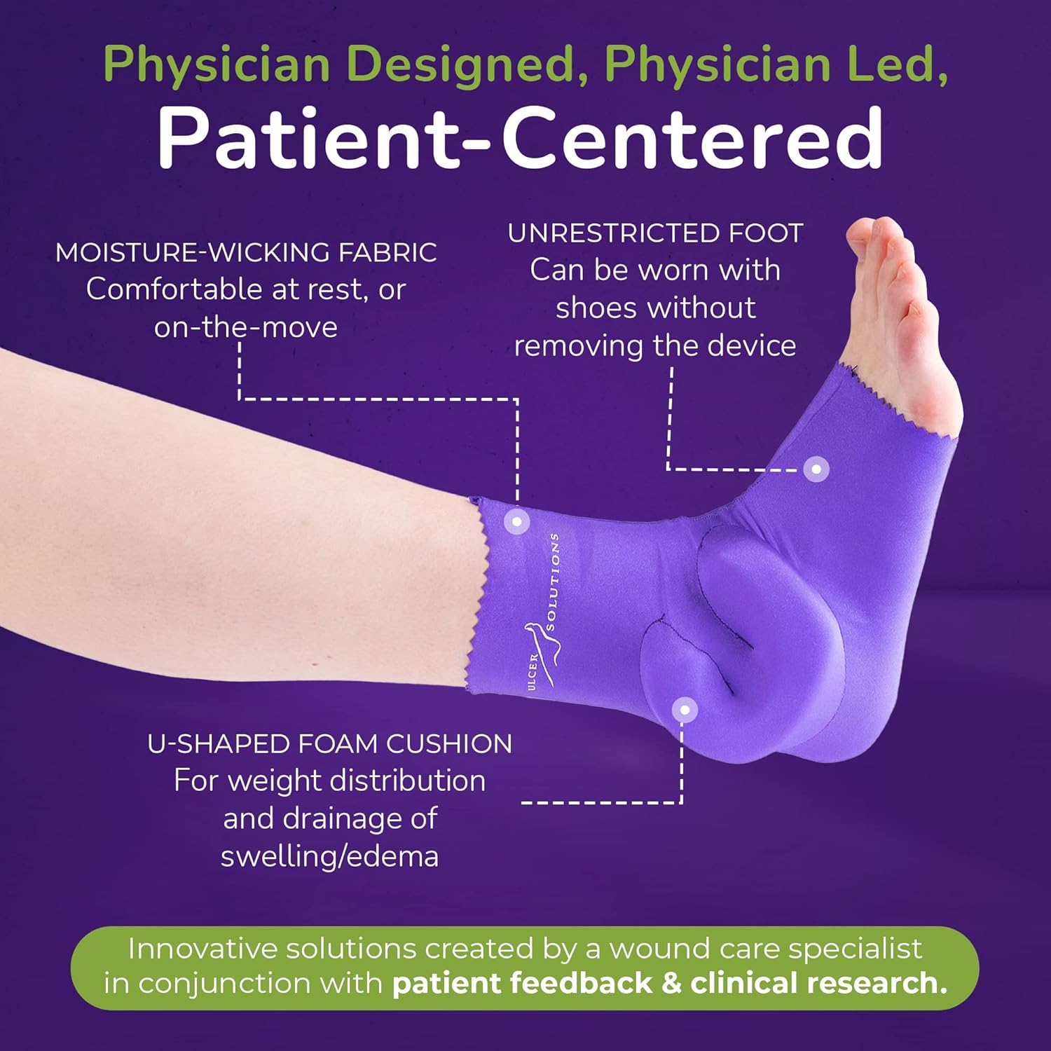 Ulcer Solutions Ankle Keeper – Physician-Designed Ankle Protector for Pressure Sores, Offloading Cushion for Pressure Ulcers, Enhanced Mobility & Comfort, Lightweight & Stretchable, Discreet Support for Injury Recovery & Senior Care, Medium: 7.5-9.0” (19.0-23cm)