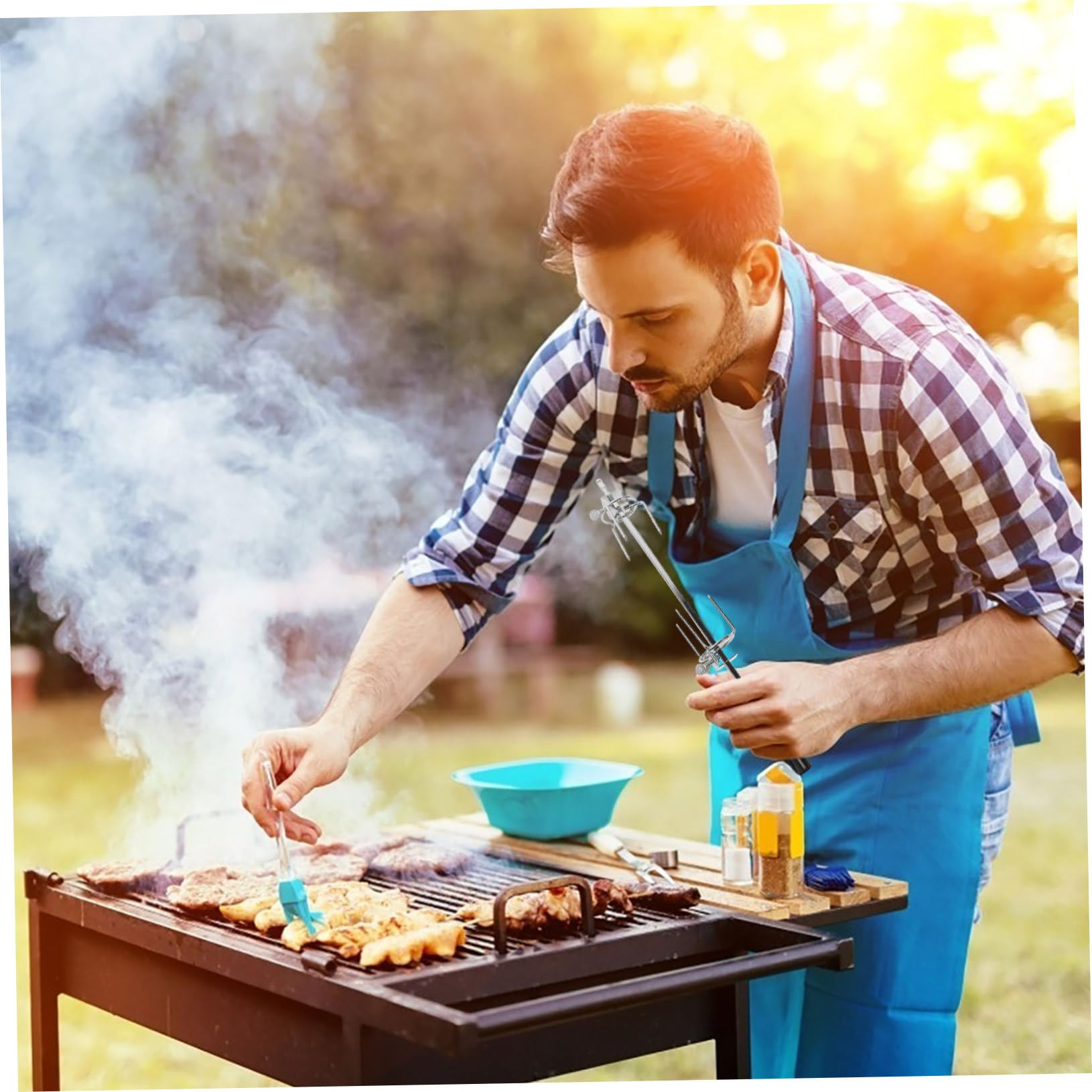 ibasenice 1 Set Stainless Steel Barbecue Fork Grill Roast Fork Oven Supply Grill Chicken Tools Roast Chicken Tools Oven Accessory Air Fryer Accessories Kitchen Supplies Silver Metal