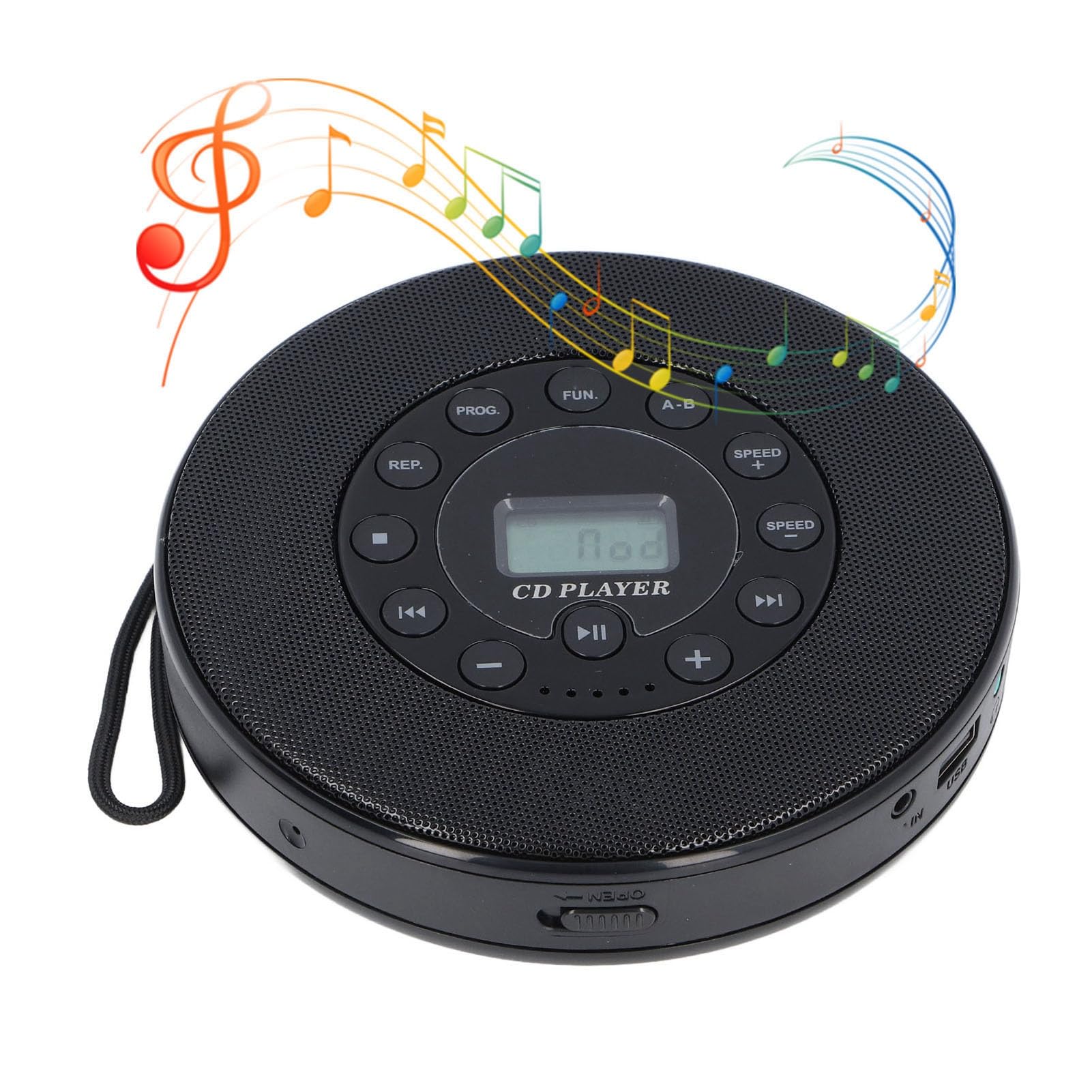 Generic Lettore CD Portatile Bluetooth con Altoparlante e Funzione Anti Salto per Batteria Ricaricabile da Viaggio in Auto (BLACK)