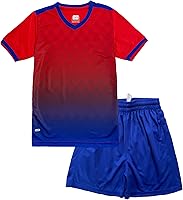 Hiheart Boys Quick Dry Soccer Jersey Set - Breathable Short Sleeve T-Shirt & Mesh Shorts for Youth Athletes