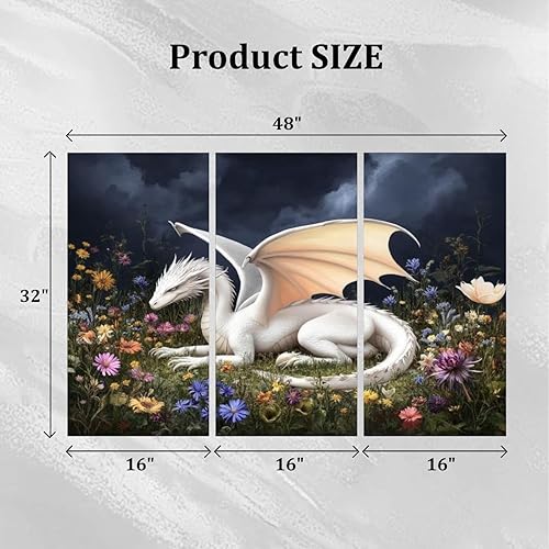 Miniatura 5 de 3 Piece Canvas Wall Art Fantasy Book Lover Dark Academia Vintage Antique Dragon Books Dragon Paintings Pictures abstract wall art for living room