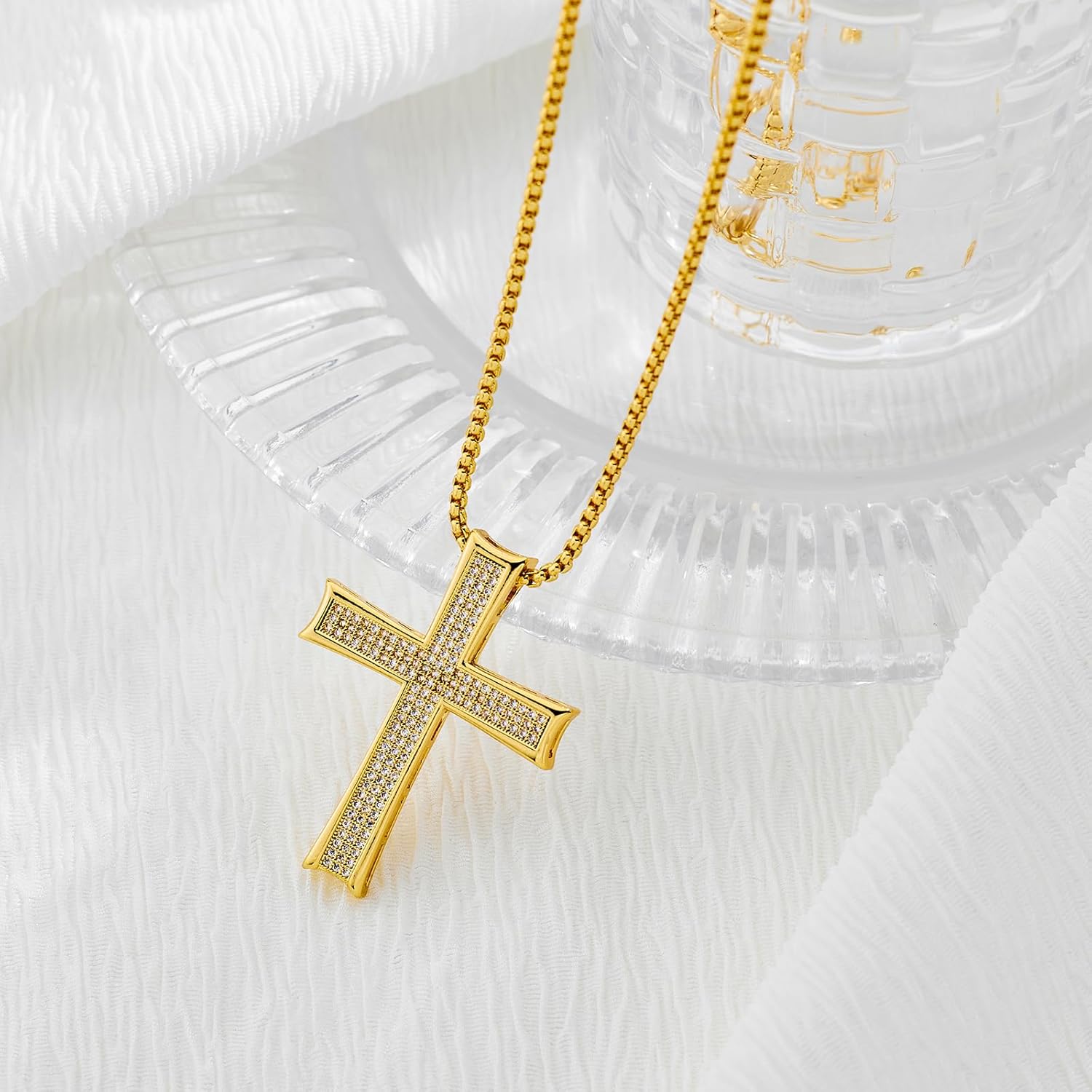 MUYAN Trendy Vintage Cross Pendant Necklace for Men Women Cross Necklace Mens Jewelry - Image 5