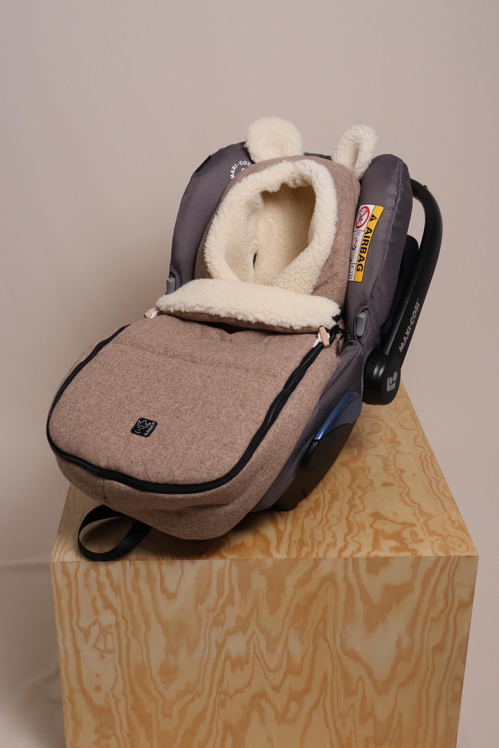Kaiser 65322 HOODY MAUS WOOL Babyschalen Woll Fußsack (wheat)