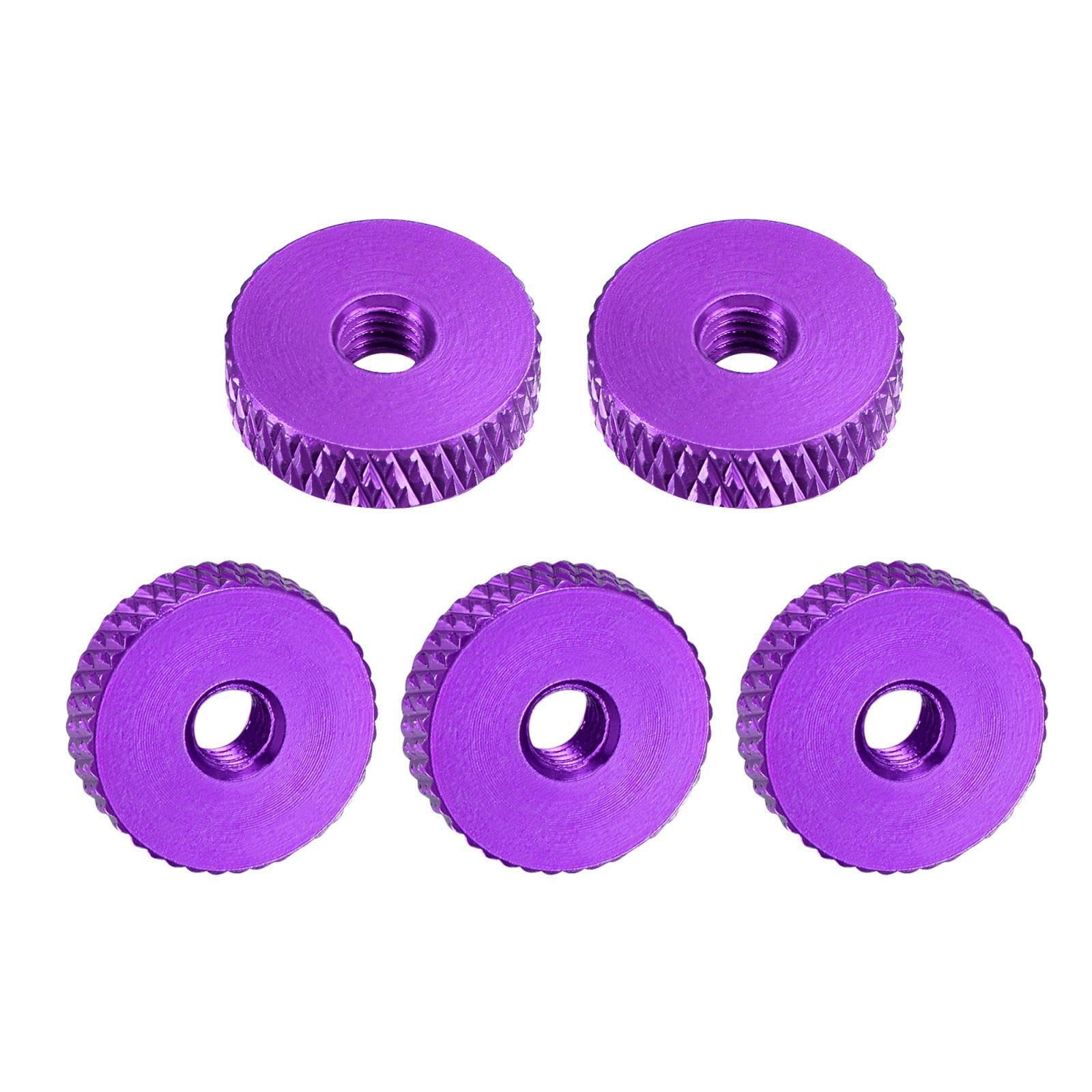Tool Parts and Accessories M4x14mmx4mm Flat Knurled Nut Thumb Nuts Adjusting Aluminum Alloy Purple 5Pcs (#CN-140824-07996)