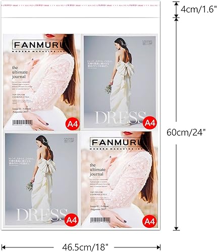 Miniatura 2 de Bolsas de celofán adhesivas transparentes de 18 x 24 pulgadas, 100 unidades, grandes bolsas de celofán autosellantes de 2 mil bolsas de polietileno