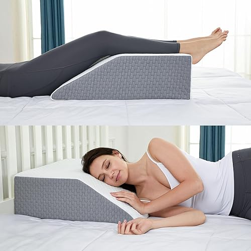 Almohada elevada para piernas de cuña de cama, soporte de piernas de alta densidad, cuña de espuma de apoyo, alivia y recupera lesiones de pies y