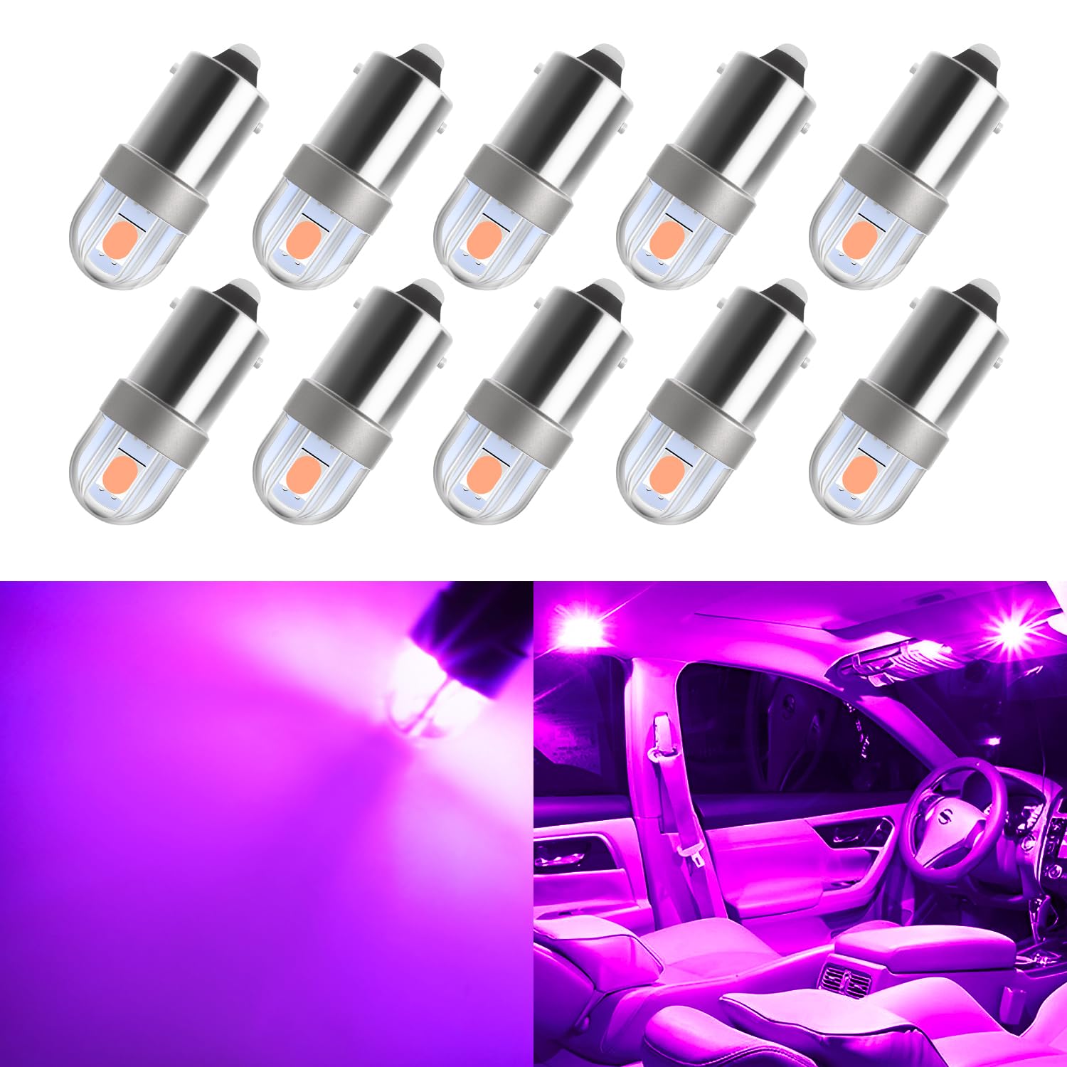 AUXLIGHT BA9S BA9 1895 1891 53 57 64111 3893 47830 Error Free LED Bulb, Super Bright 3030-SMD Interior Car Bulbs Replacemet for Dome Map License Plate