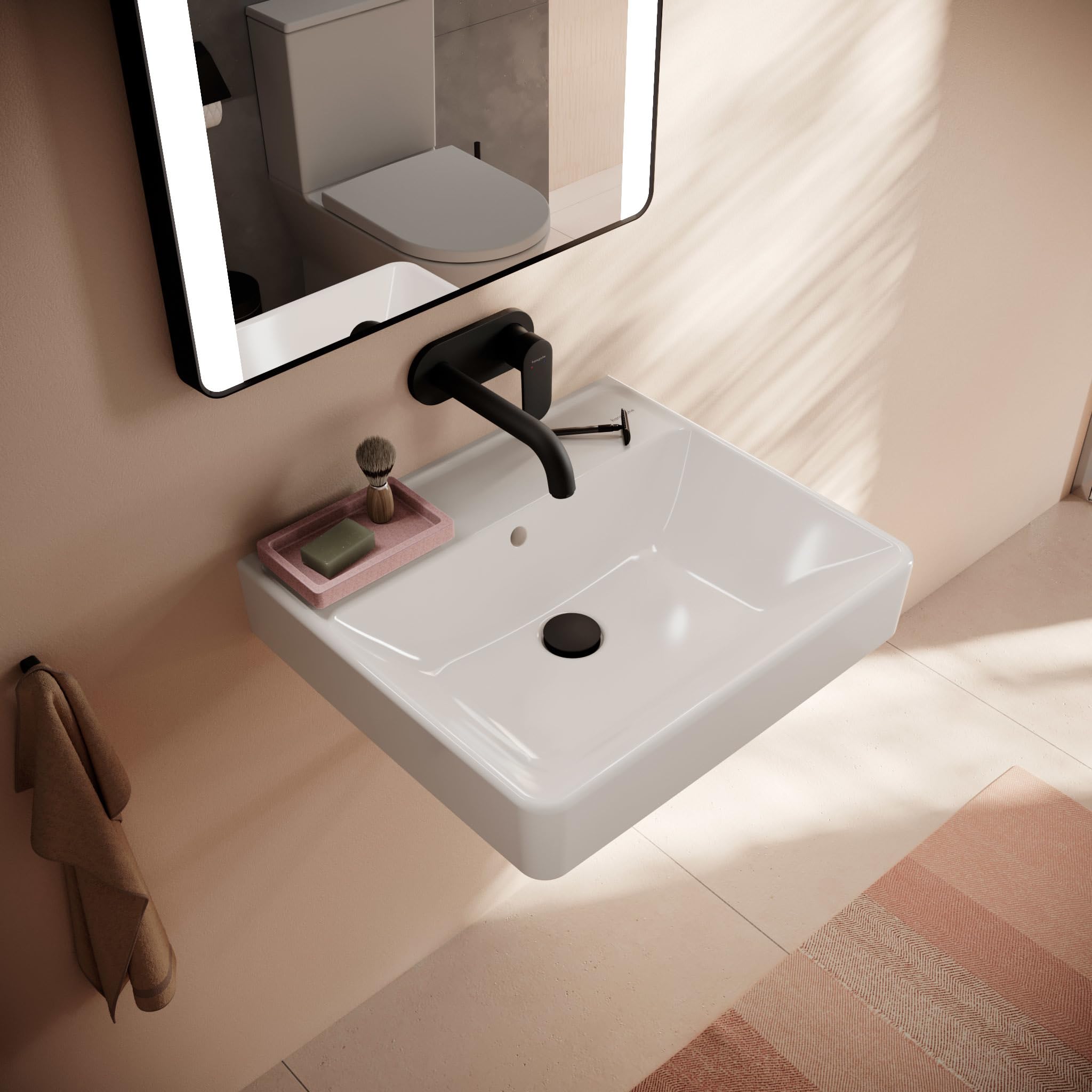 hansgrohe Xanuia Q Waschtisch, ohne Hahnloch, mit Überlauf, 550x480mm, weiß, 60235450