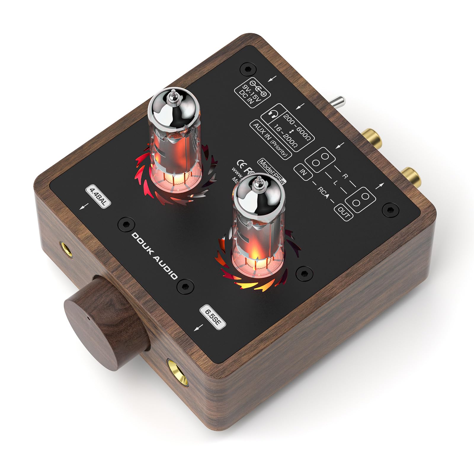 Douk Audio Mini amplificatore per cuffie da desktop stereo stereo con presa da 4,4/6,35 mm (legno di noce)