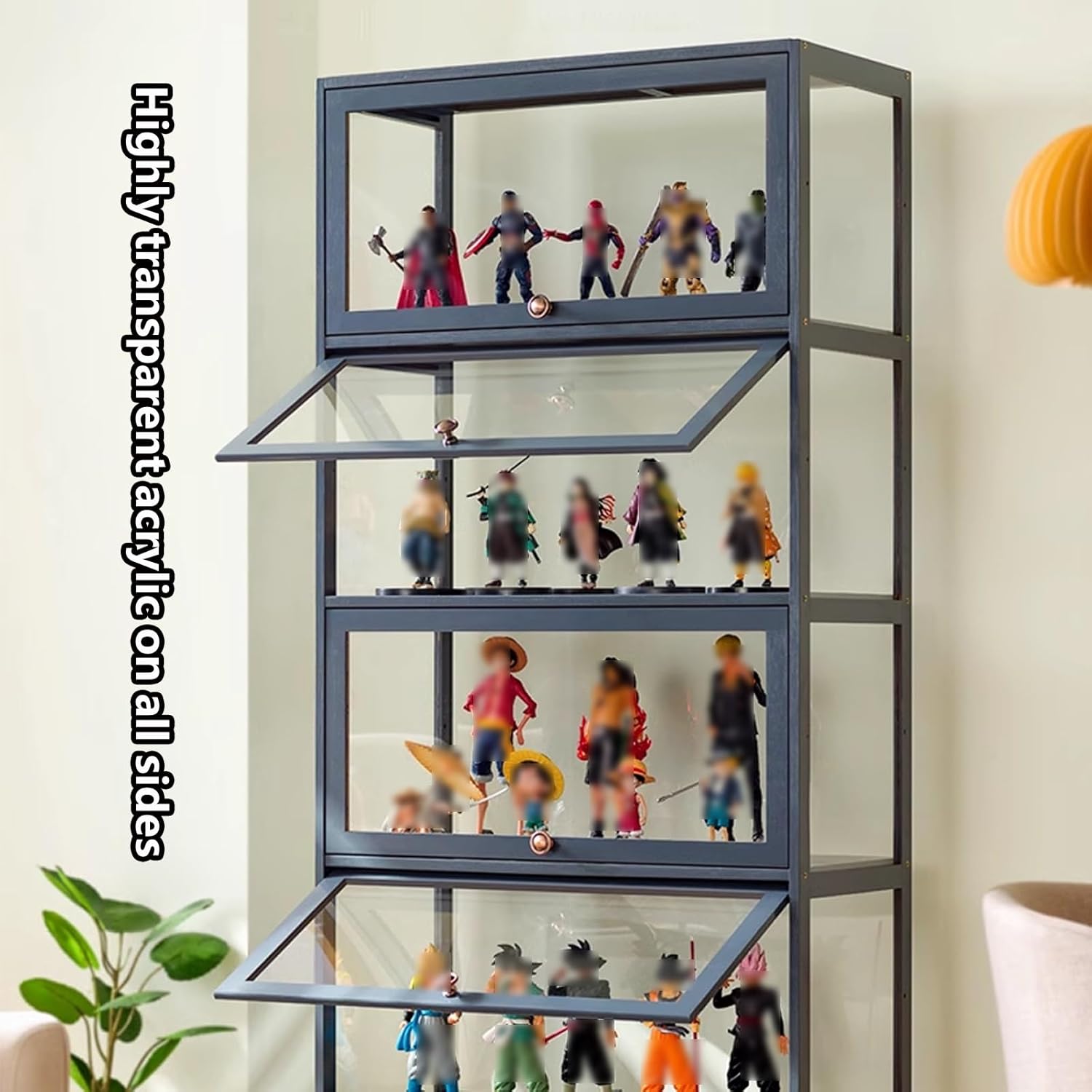 Display cabinet with highly transparent acrylic on all sides