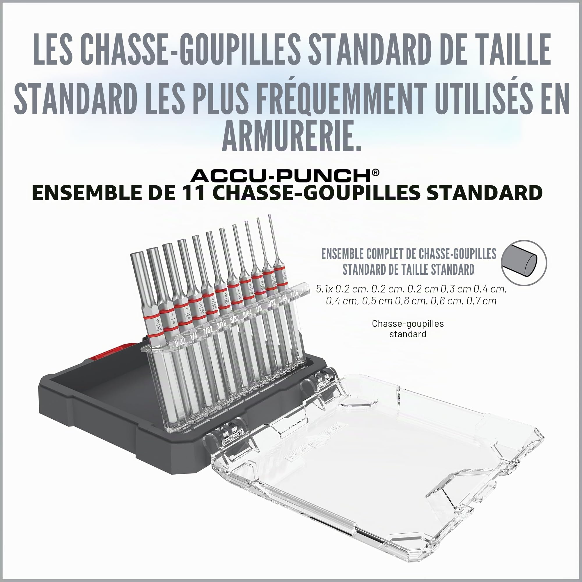 Real Avid Armorer's Master Hammer & Accu-Punch Lot de 11 chasse-goupilles – Marteau de 24,1 cm avec tête de marteau souple, acier, caoutchouc et tête en laiton