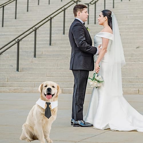Miniatura 10 de KOOLMOX - Corbata de perro formal para perro corbata de esmoquin grande y negro para perro grande Navidad cumpleaños vacaciones boda vacaciones San
