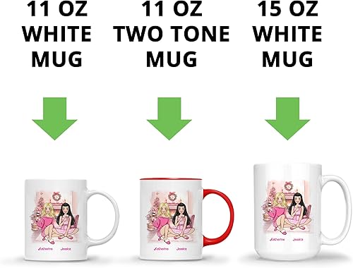 Miniatura 6 de Gossby Taza de café de Navidad personalizada para amigas  Regalo de Navidad personalizado para 2 mujeres con diseño, nombre  Regalo de amistad para