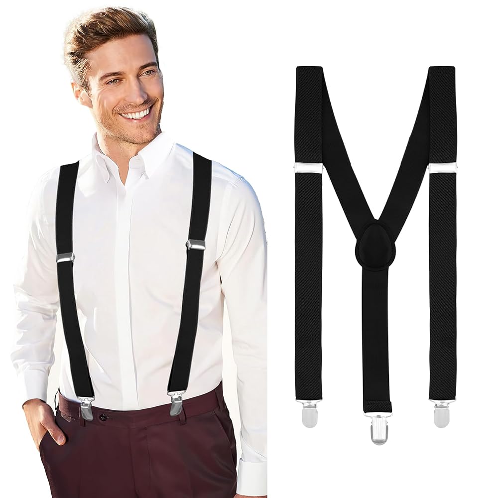 小物 - y's for men suspender Kohentact Suspenders for Men with Clip & 6 Buttons 1.4in Y