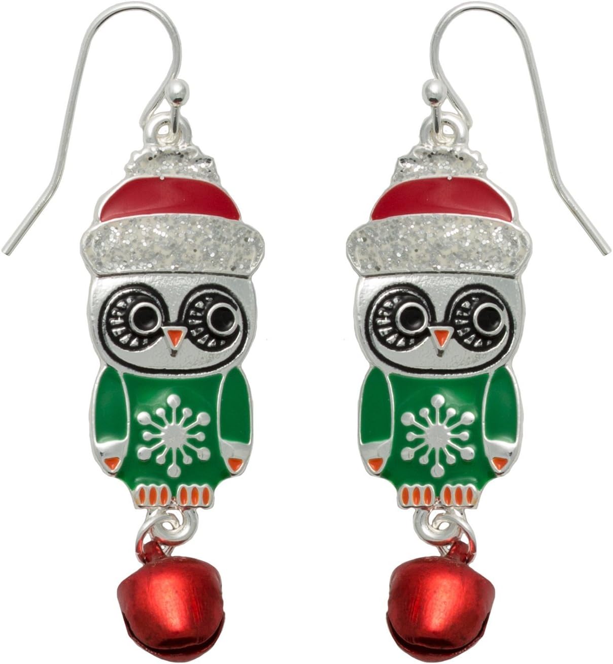Silver Holiday Owl Earrings