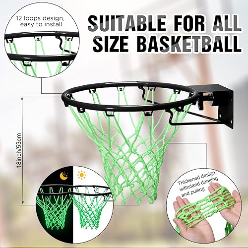 Miniatura 2 de 3 Pcs Glow in The Dark Basketball Set, Includes Size 7 Glowing Basketball Light up Nightlight Net with Pump for Hoop Luminous Sports Gift for Kids