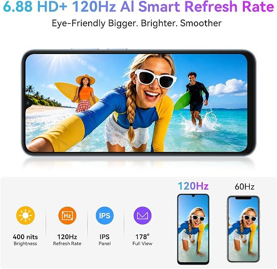 Blackview Wave 10 4G Unlocked Android Phone, 256GB, 6.88 120Hz