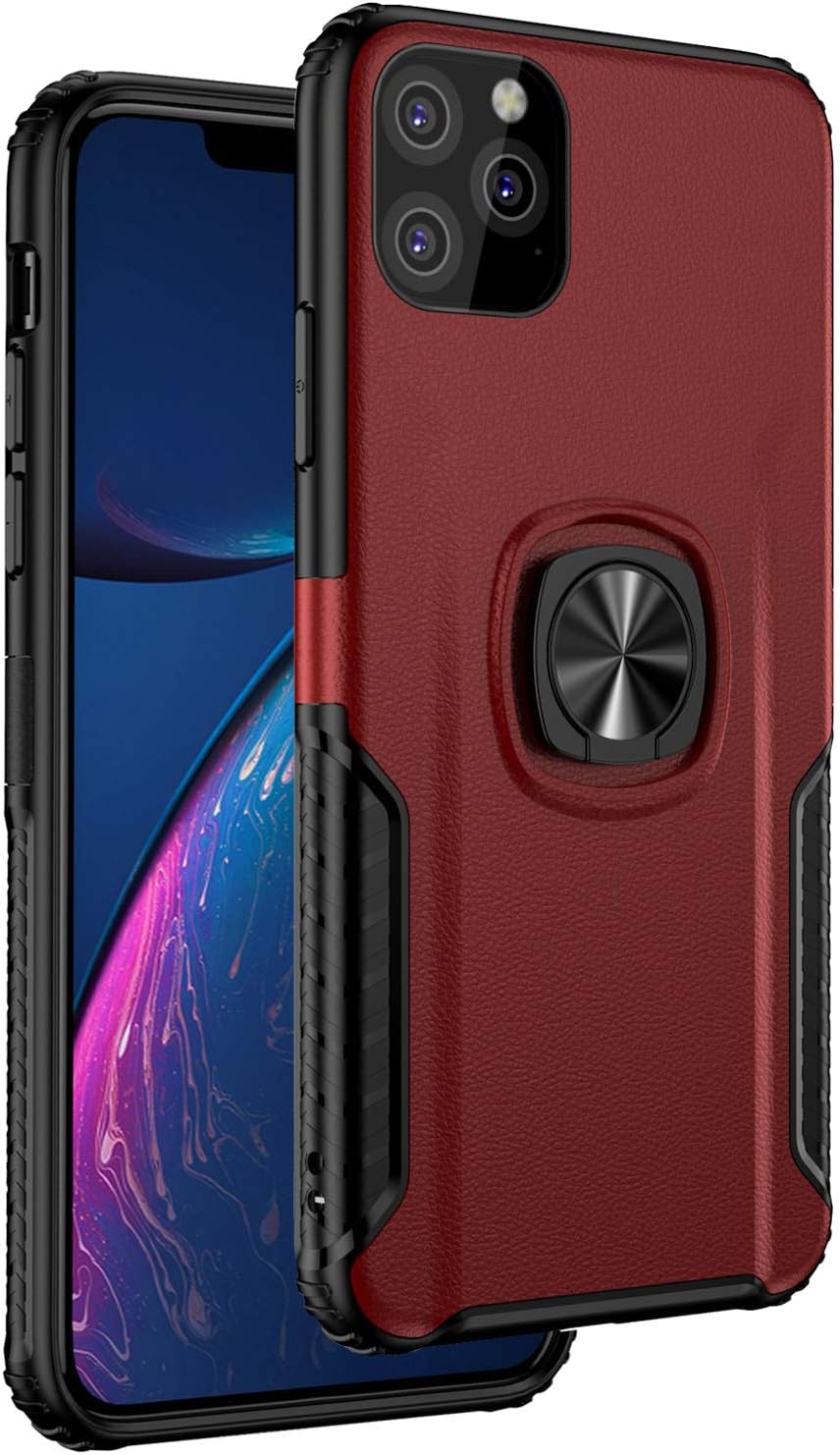 lPhone 11 Pro Max Case Compatible with Apple iPhone 11PRO Max Cover Ring Magnetic IP i11 11max Bumper Kickstand i Phone iPhone11 iPone 11mac Funda para Protective 6.5 Inch (Red)